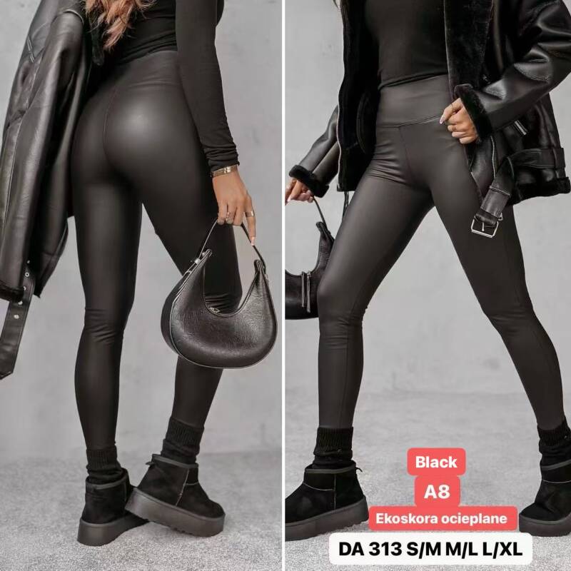 Leginsy skórzane damskie Roz S-XL, 1 Kolor .Paczka 12 szt